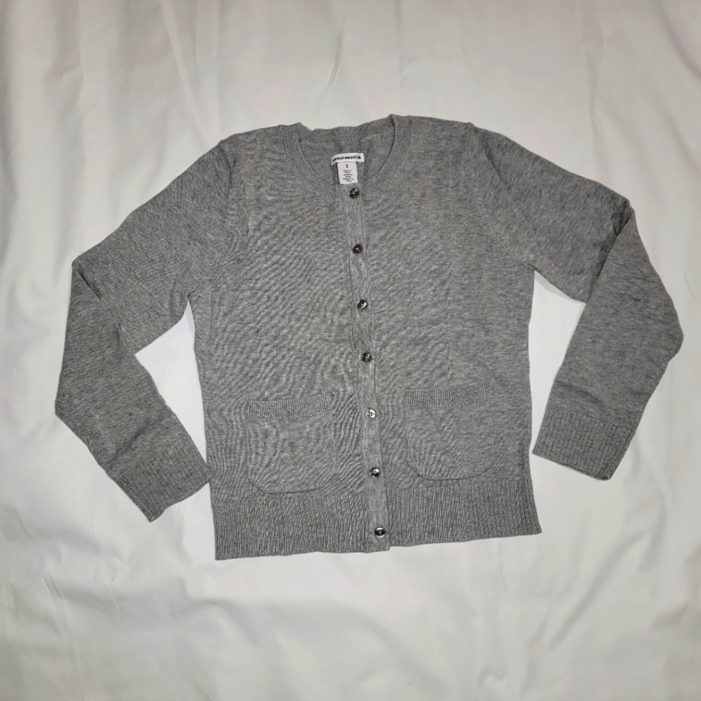 New Amazon Essentials Cardigan Girls Gray Long Sleeve Pockets sz 8